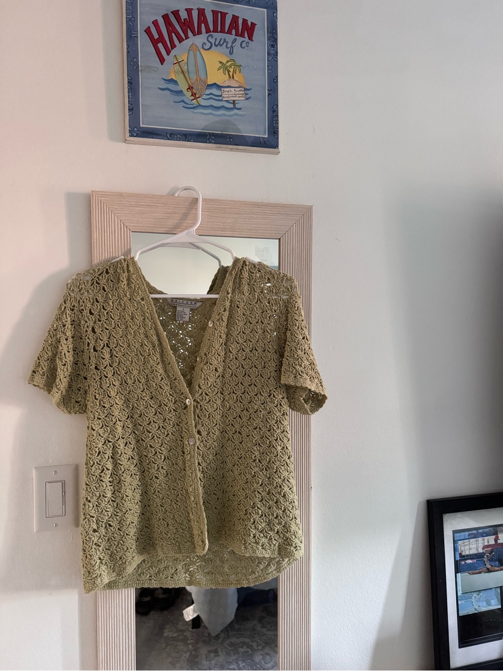 Vintage Crochet Button-Front Knit Top